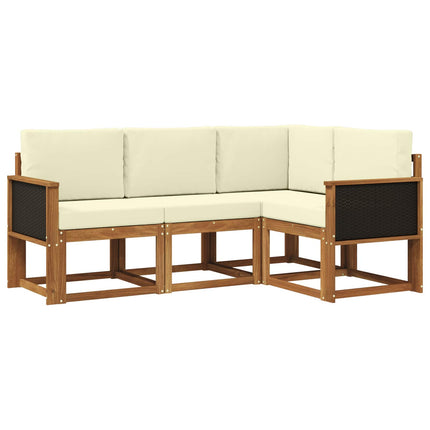 Utomhussoffset 4 pcs Naturlig och Grädde Polyester
