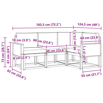 Utomhussoffset 4 pcs Naturlig och Grädde Polyester