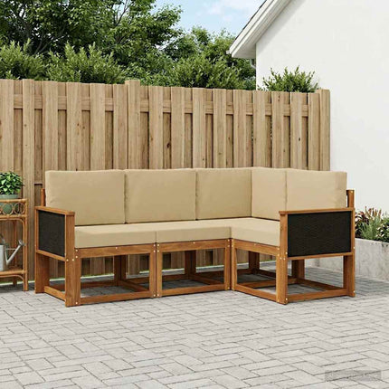 Utomhussoffset 4 pcs Naturlig och Beige Polyester
