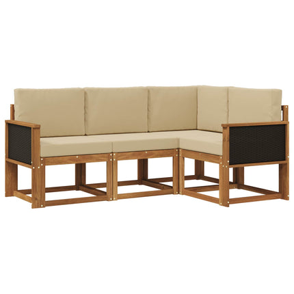 Utomhussoffset 4 pcs Naturlig och Beige Polyester