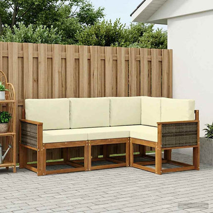 Utomhussoffset 4 pcs Naturlig och Grädde Polyester