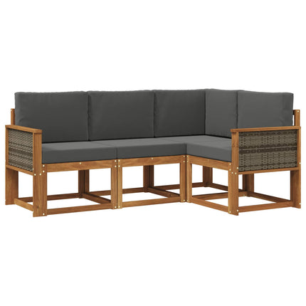 Utomhussoffset 4 pcs Naturlig och Antracit Polyester