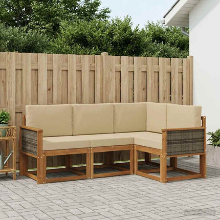 Utomhussoffset 4 pcs Naturlig och Beige Polyester