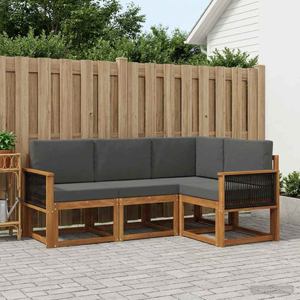 Utomhussoffset 4 pcs Naturlig och Antracit Polyester