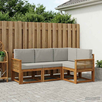 Utomhussoffset 4 pcs Naturlig och ljusgrå Polyester
