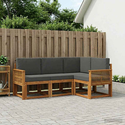 Utomhussoffset 4 pcs Naturlig och Antracit Polyester