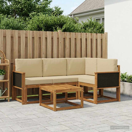 Utomhussoffset 5 pcs Naturlig och Beige Polyester