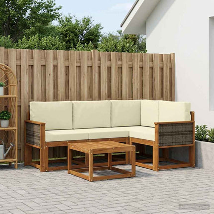 Utomhussoffset 5 pcs Naturlig och Grädde Polyester