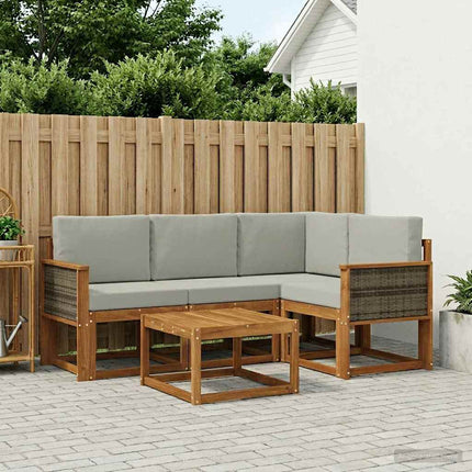 Utomhussoffset 5 pcs Naturlig och ljusgrå Polyester