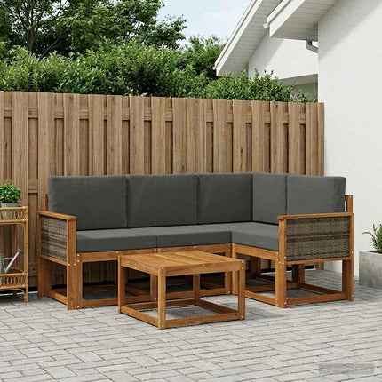 Utomhussoffset 5 pcs Naturlig och Antracit Polyester