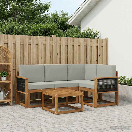 Utomhussoffset 5 pcs Naturlig och ljusgrå Polyester