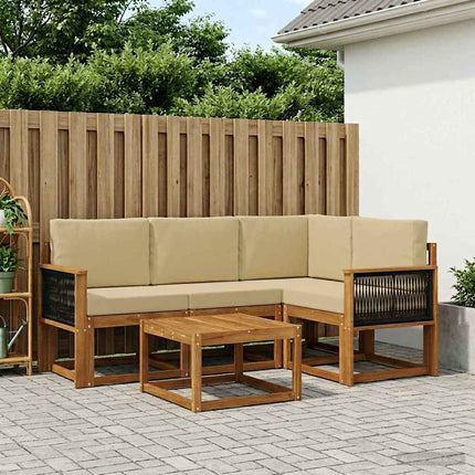 Utomhussoffset 5 pcs Naturlig och Beige Polyester