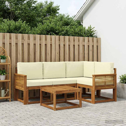 Utomhussoffset 5 pcs Naturlig och Grädde Polyester