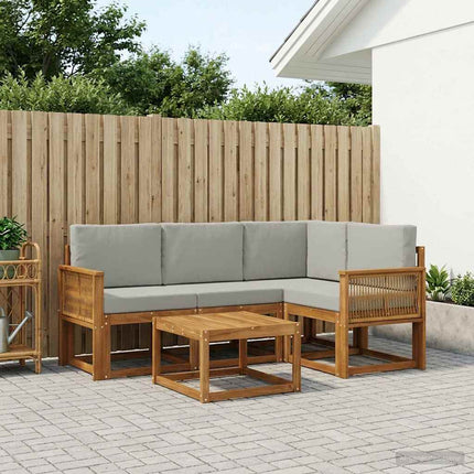 Utomhussoffset 5 pcs Naturlig och ljusgrå Polyester