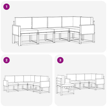 Utomhussoffset 5 pcs Naturlig och Grädde Polyester
