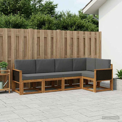 Utomhussoffset 5 pcs Naturlig och Antracit Polyester