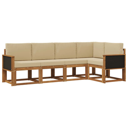 Utomhussoffset 5 st Naturlig och Beige Polyester