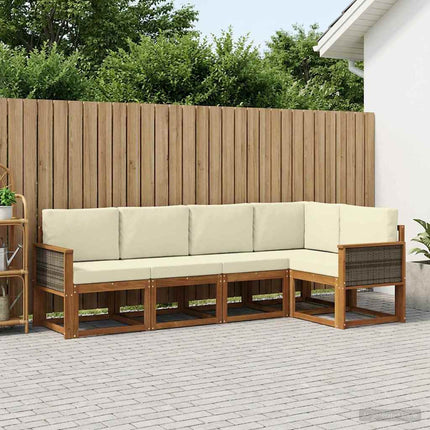 Utomhussoffset 5 pcs Naturlig och Grädde Polyester