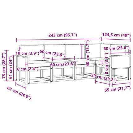 Utomhussoffset 5 pcs Naturlig och Grädde Polyester