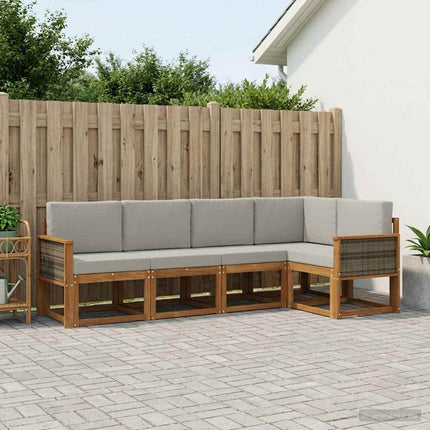 Utomhussoffset 5 pcs Naturlig och ljusgrå Polyester