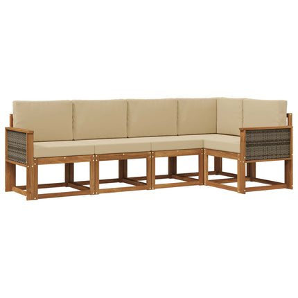 Utomhussoffset 5 pcs Naturlig och Beige Polyester