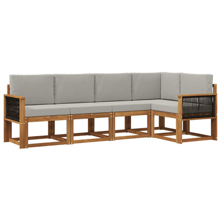 Utomhussoffset 5 pcs Naturlig och ljusgrå Polyester