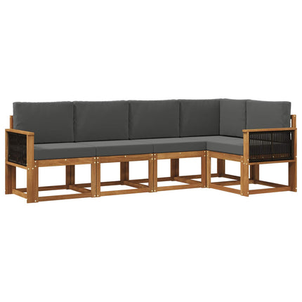 Utomhussoffset 5 pcs Naturlig och Antracit Polyester