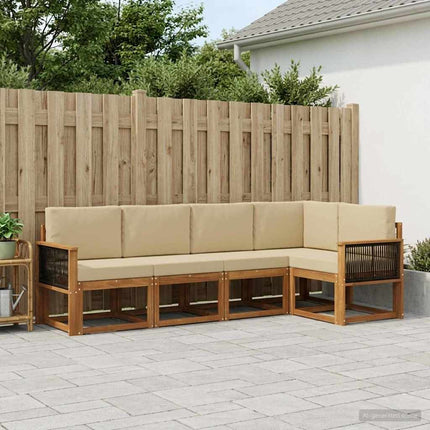 Utomhussoffset 5 pcs Naturlig och Beige Polyester