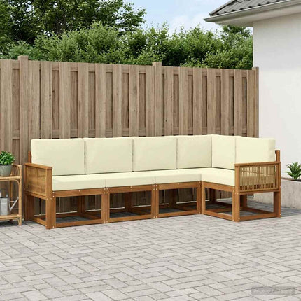 Utomhussoffset 5 pcs Naturlig och Grädde Polyester