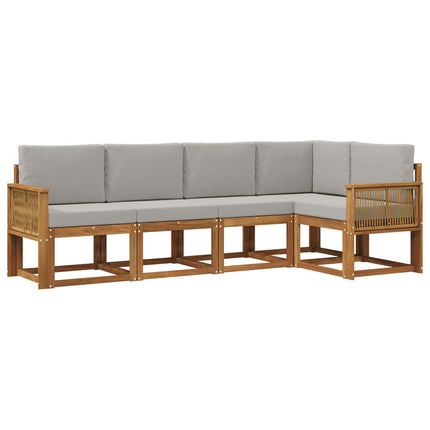 Utomhussoffset 5 pcs Naturlig och ljusgrå Polyester