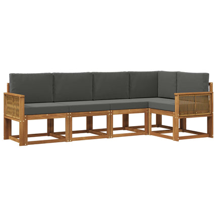 Utomhussoffset 5 pcs Naturlig och Antracit Polyester