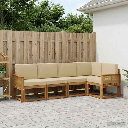 Utomhussoffset 5 pcs Naturlig och Beige Polyester