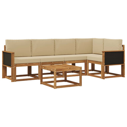 Utomhussoffset 6 pcs Naturlig och Beige Massivt Akaciaträ