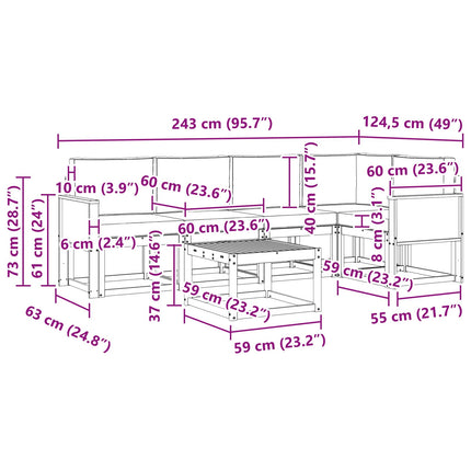 Utomhussoffset 6 pcs Naturlig och Beige Massivt Akaciaträ