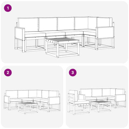 Utomhussoffset 6 pcs Naturlig och Grädde Massivt Akaciaträ