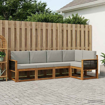 Utomhussoffset 6 pcs Naturlig och ljusgrå Massivt Akaciaträ