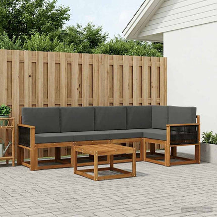 Utomhussoffset 6 pcs Naturlig och Antracit Massivt Akaciaträ