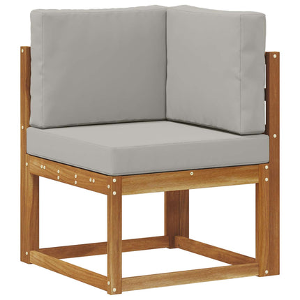 Utomhussoffset med kudde 6 pcs Naturlig och ljusgrå Polyester