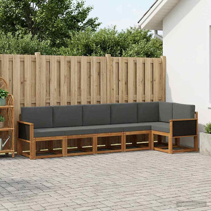 Utomhussoffset med kudde 6 pcs Naturlig och Antracit Polyester