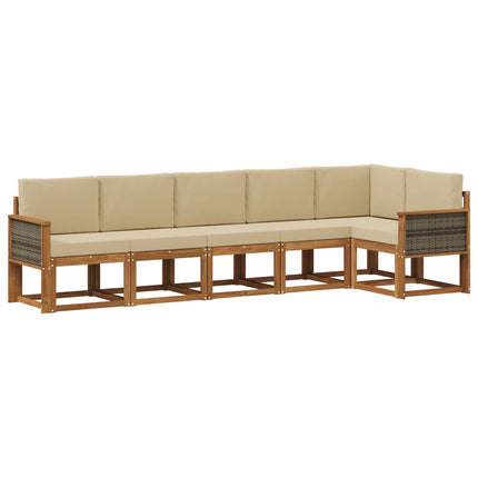 Utomhussoffset 6 st Naturlig och Beige Polyester