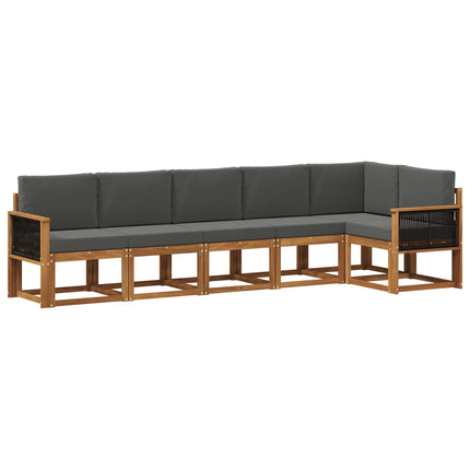 Utomhussoffset med kudde 6 pcs Naturlig och Antracit Polyester