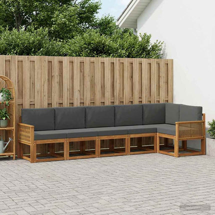 Utomhussoffset med kudde 6 pcs Naturlig och Antracit Polyester