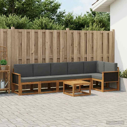 Utomhussoffset med kudde 7 pcs Naturlig och Antracit Polyester