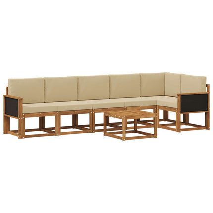 Utomhussoffset 7 st Naturlig och Beige Polyester