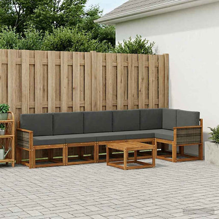 Utomhussoffset med kudde 7 pcs Naturlig och Antracit Polyester