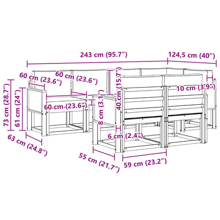 Utomhussoffset med kudde 7 pcs Naturlig och Grädde Polyester