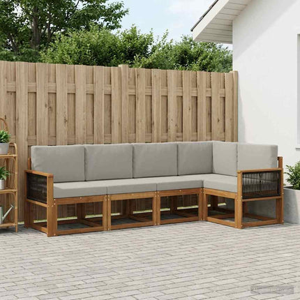 Utomhussoffset med kudde 7 pcs Naturlig och ljusgrå Polyester