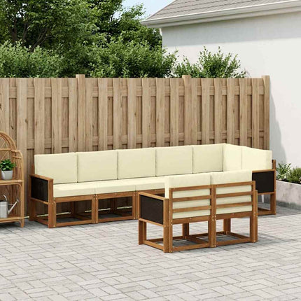 Utomhussoffset med kudde 8 pcs Naturlig och Grädde Polyester