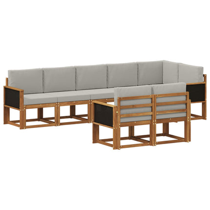 Utomhussoffset med kudde 8 pcs Naturlig och ljusgrå Polyester