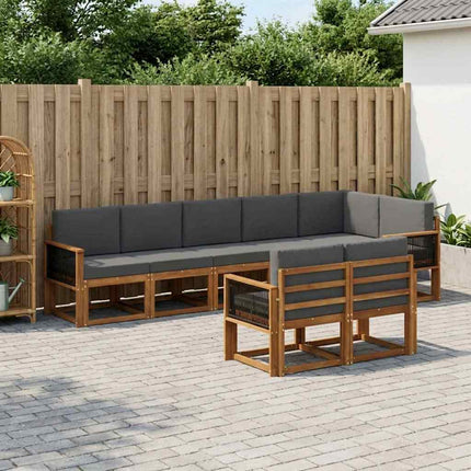 Utomhussoffset med kudde 8 pcs Naturlig och Antracit Polyester